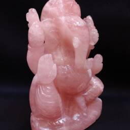 Rose Quartz Ganesh Statue, Pink Gemstone Ganesha Idol, Spiritual Crystal Gifts, Religious Decor - thumbnail 3