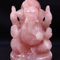 Rose Quartz Ganesh Statue, Pink Gemstone Ganesha Idol, Spiritual Crystal Gifts, Religious Decor - thumbnail 2