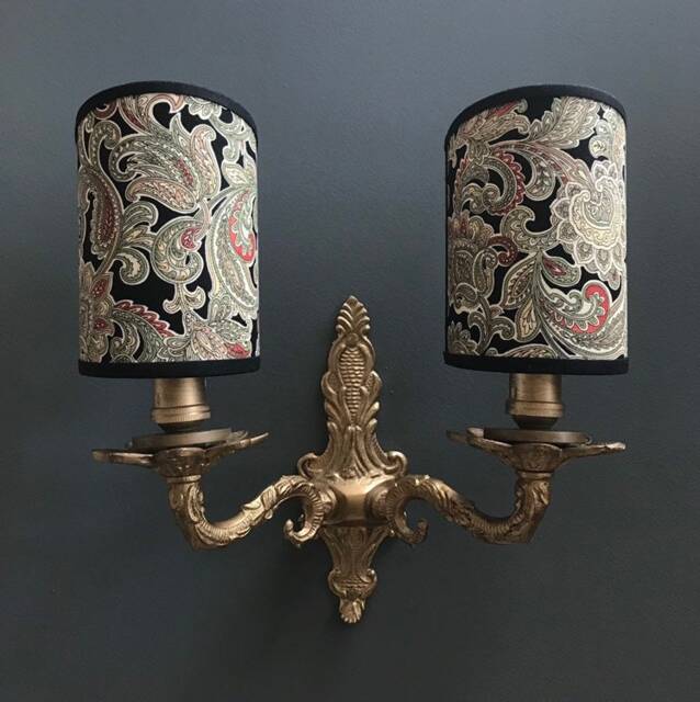 Black Paisley - Handmade, Candle Clip Half Shield Lampshade For Wall Lights - image 1