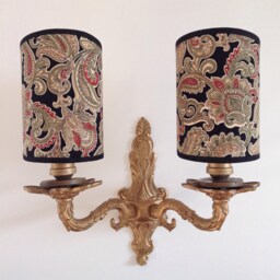 Black Paisley - Handmade, Candle Clip Half Shield Lampshade For Wall Lights - thumbnail 2