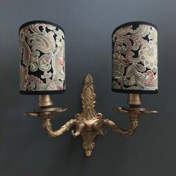 Black Paisley - Handmade, Candle Clip Half Shield Lampshade For Wall Lights