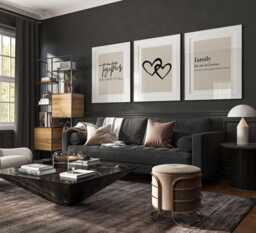 Family Quote Prints Modern Beige & Black Trio Set - thumbnail 1
