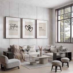 Family Quote Prints Modern Beige & Black Trio Set - thumbnail 2