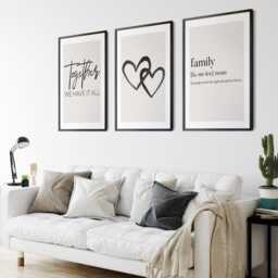 Family Quote Prints Modern Beige & Black Trio Set - thumbnail 3