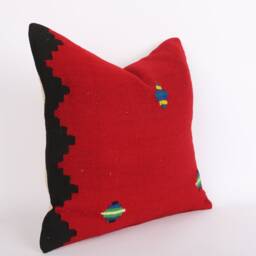Vintage Turkish Kilim Pillow 20'' Wool Anatolian Cushion - thumbnail 3