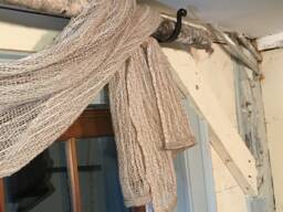Natural Dyed Woven Swag Curtain With Hand Forged Brackets