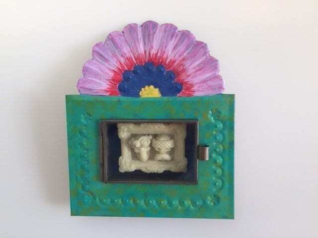 Nicho. True Love, Wedding, Anniversary, Valentine's. Couple, Skull. Day Of The Dead. Dia De Los Muertos. Retablo, Art. Hand Made. Oak - image 1
