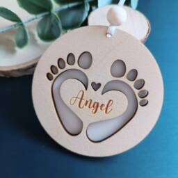 Baby Feet Christmas Tree Ornament - Personalised Decoration Babyloss Memorial Gift Heart Loss Of - thumbnail 2