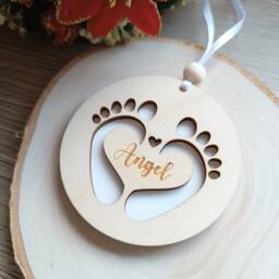 Baby Feet Christmas Tree Ornament - Personalised Decoration Babyloss Memorial Gift Heart Loss Of - thumbnail 3