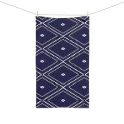 Hand Towel, Southwestern Geometric, Navy White Beige, Rustic Kitchen Modern Boho Bathroom Tea Dish Towel - thumbnail 3