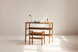Small Desk, Narrow Desk For Spaces, Mid Century Modern Wooden 85 cm, Space Saving Home Office Custom Size