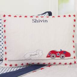 Racecar Kids Bedding Set - Applique Cotton Quilt, Personalized - thumbnail 3