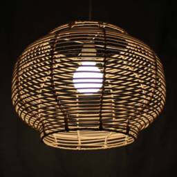 Rattan Lantern Pendant Light, Woven Ceiling Lamp, Natural Fiber Lighting, Dia 15.7 - thumbnail 3