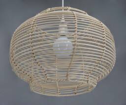 Rattan Lantern Pendant Light, Woven Ceiling Lamp, Natural Fiber Lighting, Dia 15.7 - thumbnail 1