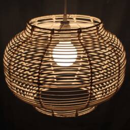 Rattan Lantern Pendant Light, Woven Ceiling Lamp, Natural Fiber Lighting, Dia 15.7 - thumbnail 2