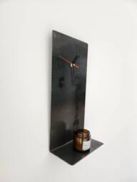 Industrial Raw Steel Wall Clock Shelf - Handmade Metal Rustic & Combo UK Made - thumbnail 1