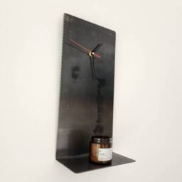 Industrial Raw Steel Wall Clock Shelf - Handmade Metal Rustic & Combo UK Made - thumbnail 2