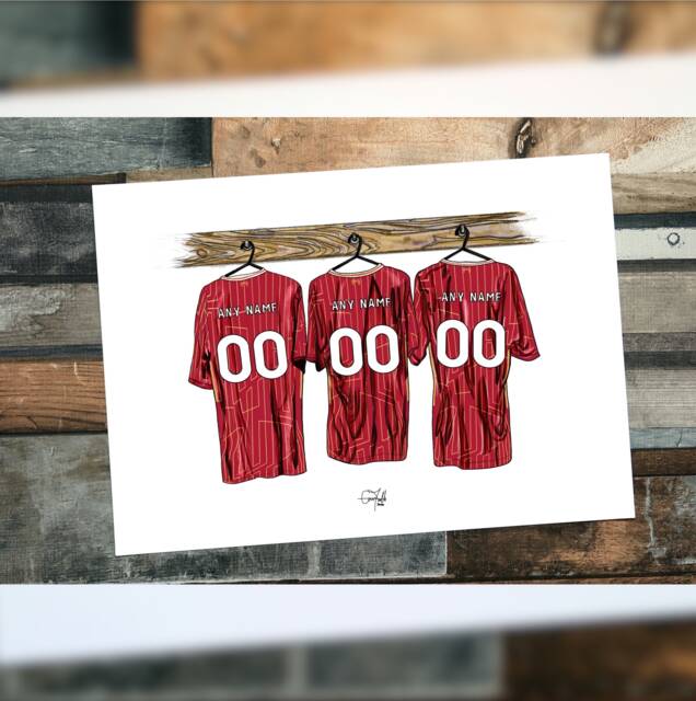 Personalised Liverpool Kit Print 24/25 Illistration Print Any Name Any Number