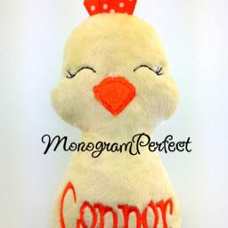 Personalized Light Yellow Baby Bird/Chick Rattle Soft Toy - thumbnail 3