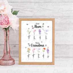Personalised Birth Month Flowers Print, First Mum Now Grandma Garden Mothers Day, Birthday, Christmas Gift - thumbnail 1