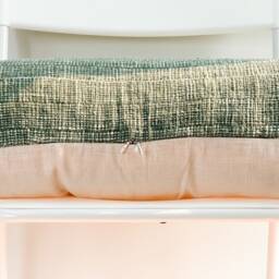 "Handwoven Lumbar Pillow Cover Vintage Karen Batik Hemp, Fringes - 14"" X 36" - thumbnail 3