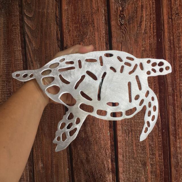 Sea Turtle Christmas Tree Topper, Wall Art Or Yard Stake, Hawksbill, Aluminum, Beach, Metal, Silver, Ocean Lover Gift, Save The Sea Turtles - image 1