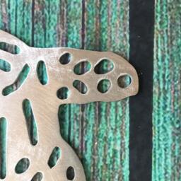 Sea Turtle Christmas Tree Topper, Wall Art Or Yard Stake, Hawksbill, Aluminum, Beach, Metal, Silver, Ocean Lover Gift, Save The Sea Turtles - thumbnail 4