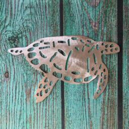 Sea Turtle Christmas Tree Topper, Wall Art Or Yard Stake, Hawksbill, Aluminum, Beach, Metal, Silver, Ocean Lover Gift, Save The Sea Turtles - thumbnail 2