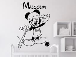 Wall Decals Custom Personalized Name Decal Mouse Baseball Game Vinyl Sticker Boy Bedroom Nursery Children Playroom Home Decor Ms585 - thumbnail 1