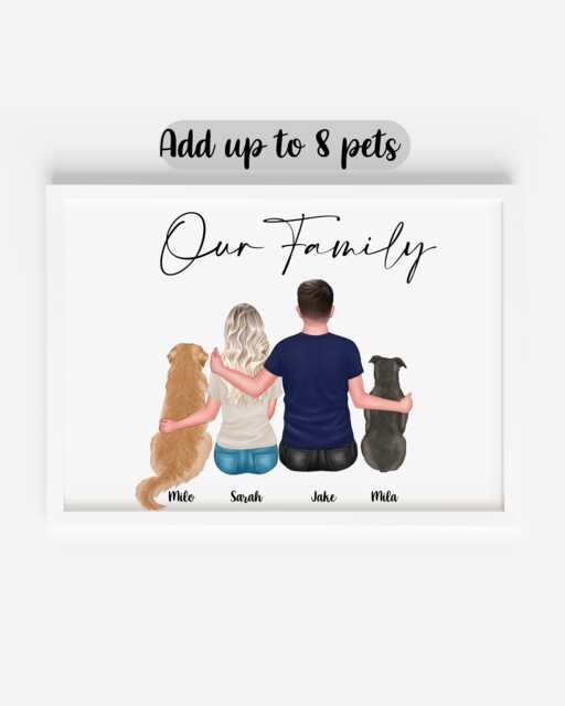 Personalised Dog Couple Print, Print With & Cat, Portrait, Mum Gift, Valentines Day Gift From Dog, Cat - image 1