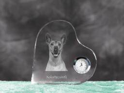 xoloitzcuintli, Mexican Hairless Dog - Crystal Clock in The Shape Of A Heart With Image Pure-Bred Dog - thumbnail 1
