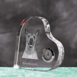 xoloitzcuintli, Mexican Hairless Dog - Crystal Clock in The Shape Of A Heart With Image Pure-Bred Dog - thumbnail 2