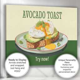 Avocado Toast Poached Egg Breakfast Illustration Canvas Wall Art Print Decor Picture Ready To Hang - thumbnail 3