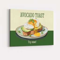 Avocado Toast Poached Egg Breakfast Illustration Canvas Wall Art Print Decor Picture Ready To Hang - thumbnail 4