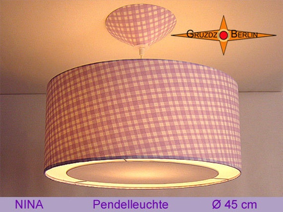 Purple Checkered Hanging Lamp Nina ??45 cm Pendant With Light Edge Diffuser - image 1