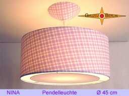 Purple Checkered Hanging Lamp Nina Pendant With Light Edge Diffuser in Many Sizes Of Your Choice - thumbnail 1