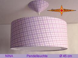 Purple Checkered Hanging Lamp Nina ??45 cm Pendant With Light Edge Diffuser - thumbnail 2