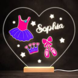 Pink Ballet Ballerina Dancer Colourful Heart Personalised Gift Lamp Night Light - Bedroom - thumbnail 1