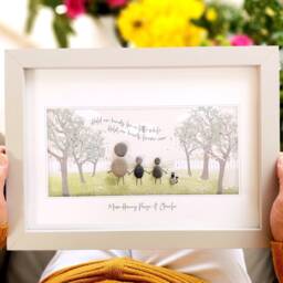 Personalised Family Pebble Picture - Framed Art Gift For Her Mother's Day Birthday Walk in The Park - thumbnail 2