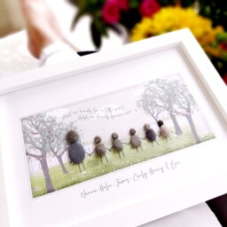 Personalised Family Pebble Picture - Framed Art Gift For Her Mother's Day Birthday Walk in The Park - thumbnail 3