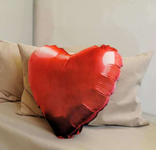 Red Heart Balloon Pillow Velvet Stuffed Party Decor Cushion - image 1