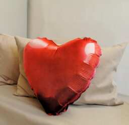 Red Heart Balloon Pillow Velvet Stuffed Party Decor Cushion - thumbnail 1