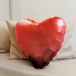 Red Heart Balloon Pillow Velvet Stuffed Party Decor Cushion - thumbnail 2