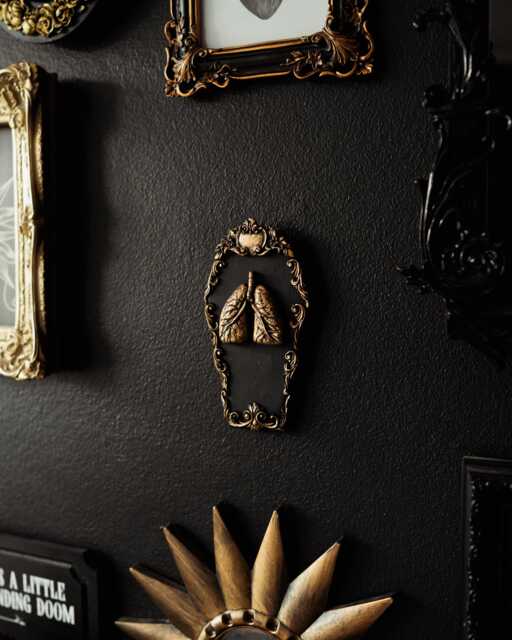 Lungs in Coffin Goth Wall Hanging - Handmade Gothic Decor Witchy Gallery Filler Dark Academia Anatomy Gift Spooky Home - image 1