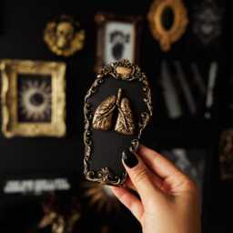 Lungs in Coffin Goth Wall Hanging - Handmade Gothic Decor Witchy Gallery Filler Dark Academia Anatomy Gift Spooky Home - thumbnail 2
