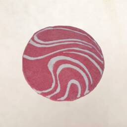 Round Bathroom Rug in Pink & White, Bed Girl, Floor Decoration, Colorful Carpet Living Room, Gift Girlfriend - thumbnail 3