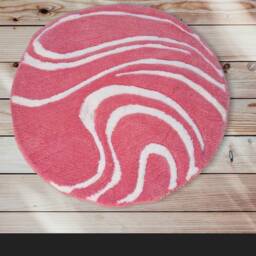 Round Bathroom Rug in Pink & White, Bed Girl, Floor Decoration, Colorful Carpet Living Room, Gift Girlfriend - thumbnail 4