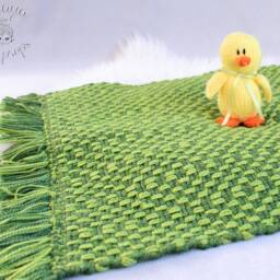 Knitted Baby Blanket & Duck Set Green Basket-Weave Photo Props - thumbnail 3