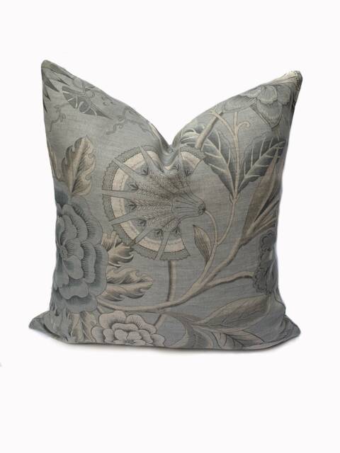 Thibaut Cleo Anna French Savoy Collection Cushion Cover Pillow Spa On Flax Blue Double Sided - image 1