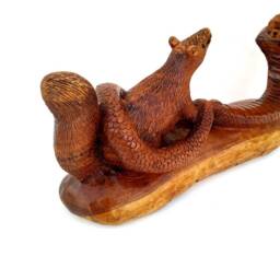Wooden Cobra Statue, Snake Figurine, Animal Art, Sculpture, Art Hand Carved Gift - thumbnail 3